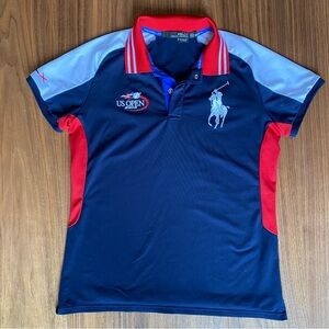 RLX Ralph Lauren Polo Shirt Men’s M US Open 2013 Performance Navy Red